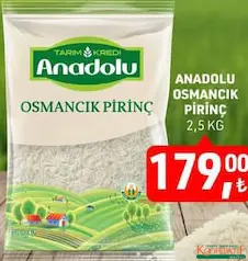 TARIM KREDİ ANADOLU OSMANCIK PİRİNÇ 2.5 KG fiyat ve kampanya bilgisi